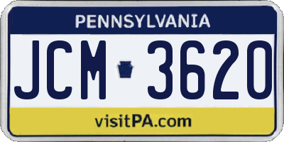 PA license plate JCM3620