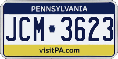 PA license plate JCM3623