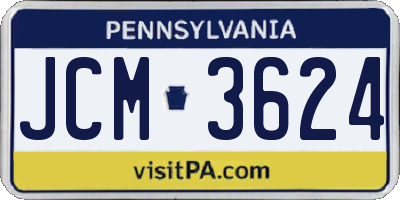 PA license plate JCM3624