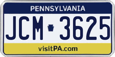 PA license plate JCM3625