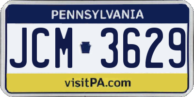 PA license plate JCM3629