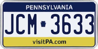 PA license plate JCM3633