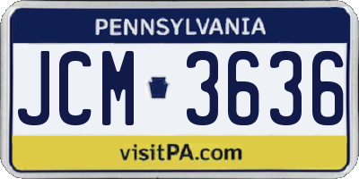 PA license plate JCM3636