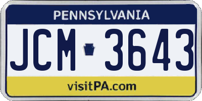 PA license plate JCM3643