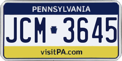 PA license plate JCM3645