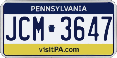 PA license plate JCM3647