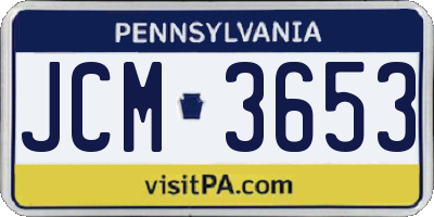 PA license plate JCM3653