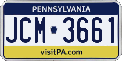 PA license plate JCM3661