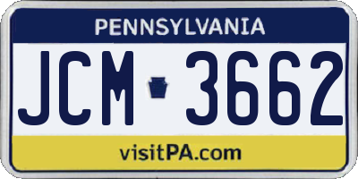 PA license plate JCM3662