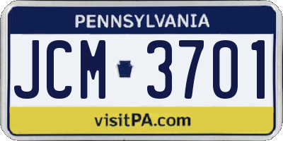 PA license plate JCM3701