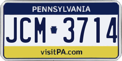 PA license plate JCM3714