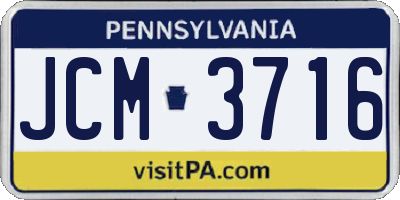 PA license plate JCM3716