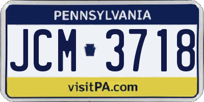 PA license plate JCM3718