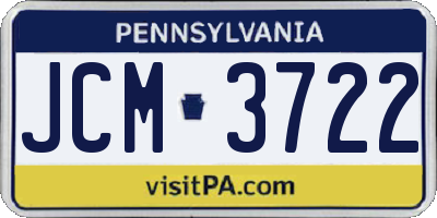 PA license plate JCM3722