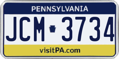 PA license plate JCM3734