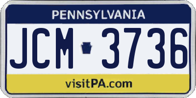 PA license plate JCM3736