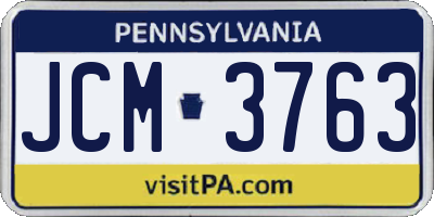 PA license plate JCM3763