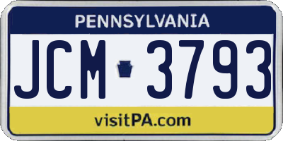 PA license plate JCM3793