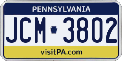 PA license plate JCM3802
