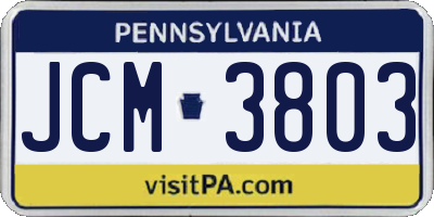PA license plate JCM3803