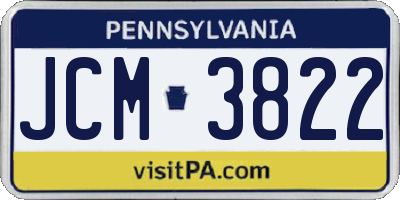 PA license plate JCM3822