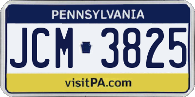 PA license plate JCM3825