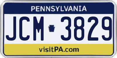 PA license plate JCM3829