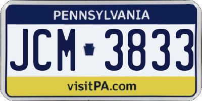 PA license plate JCM3833