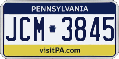 PA license plate JCM3845