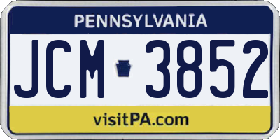 PA license plate JCM3852