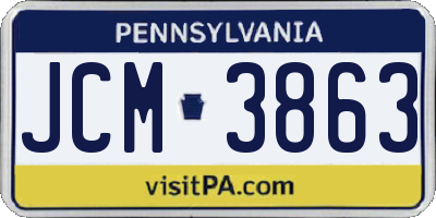 PA license plate JCM3863
