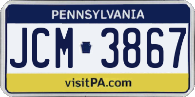 PA license plate JCM3867