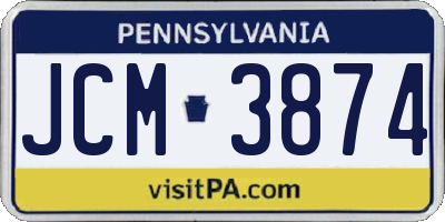 PA license plate JCM3874