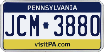 PA license plate JCM3880