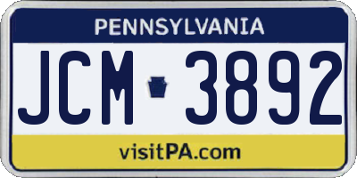 PA license plate JCM3892
