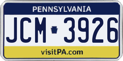 PA license plate JCM3926