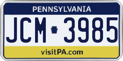 PA license plate JCM3985