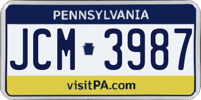 PA license plate JCM3987