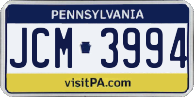 PA license plate JCM3994