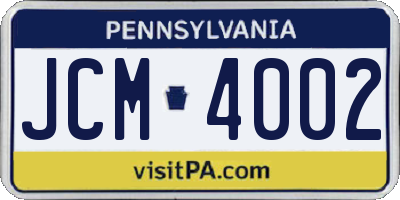 PA license plate JCM4002