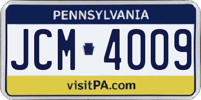 PA license plate JCM4009