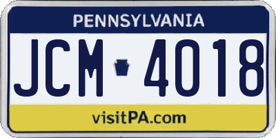 PA license plate JCM4018