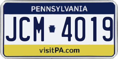 PA license plate JCM4019
