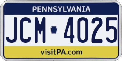 PA license plate JCM4025