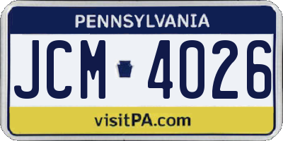 PA license plate JCM4026