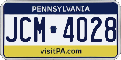 PA license plate JCM4028