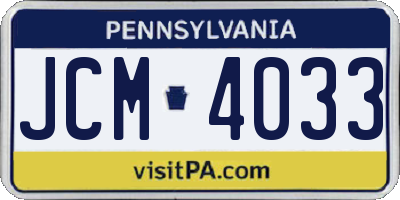 PA license plate JCM4033