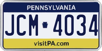 PA license plate JCM4034