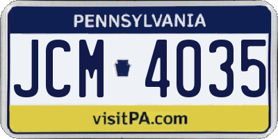 PA license plate JCM4035