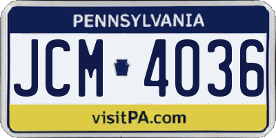 PA license plate JCM4036